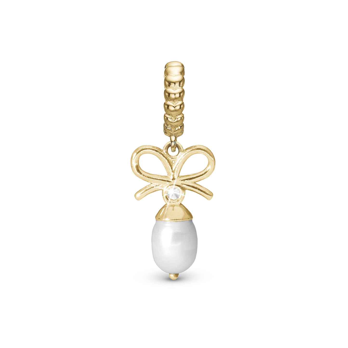 Celebrate - Dangle Charm 4 mm with Bracelet - Polished Gold-Plated Sterling Silver with 1 Cubic Zirconia