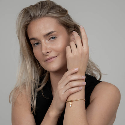 Celebrate - Dangle Charm 4 mm with Bracelet - Polished Gold-Plated Sterling Silver with 1 Cubic Zirconia