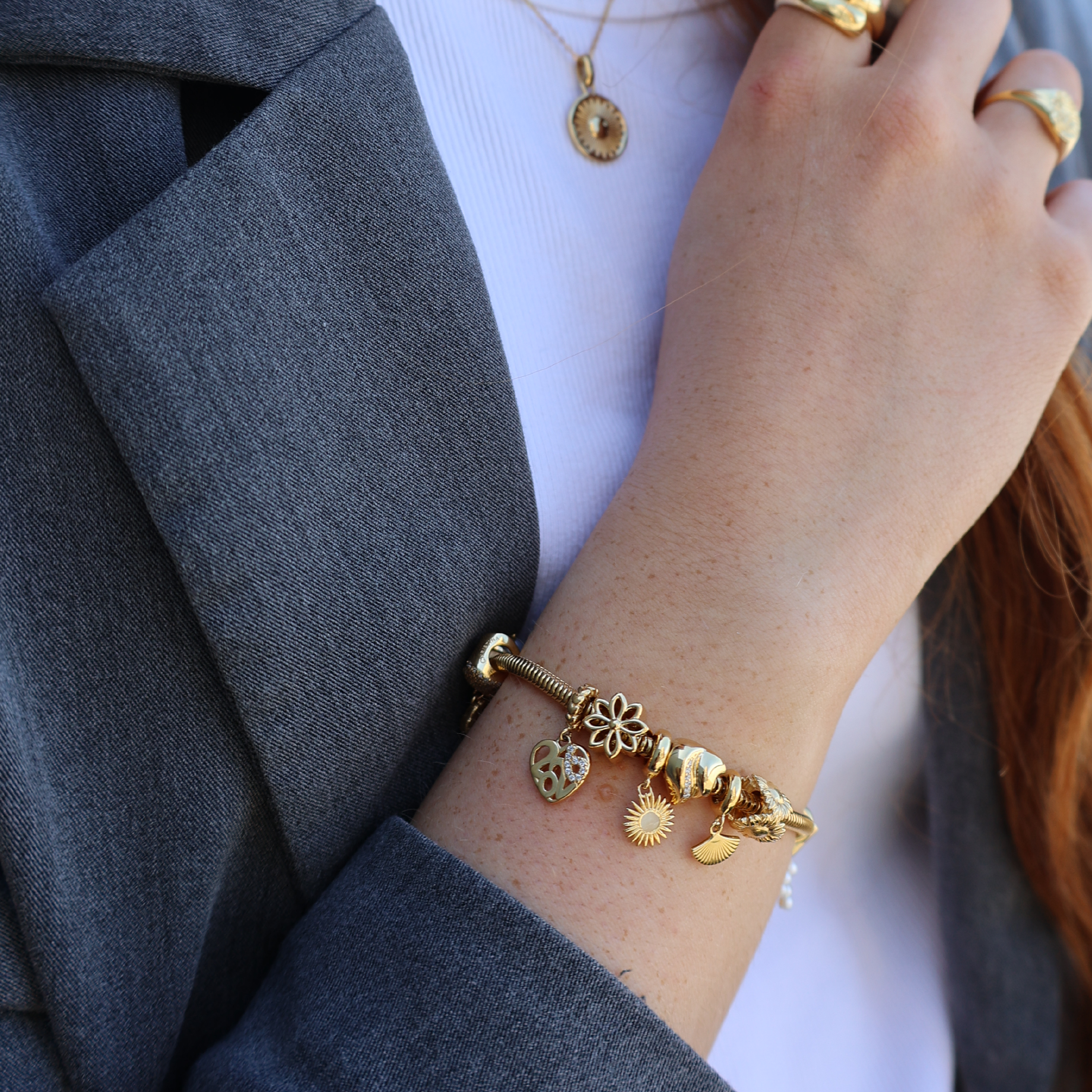 2026 - Dangle Charm 4 mm with Bracelet - Polished Gold-Plated Sterling Silver