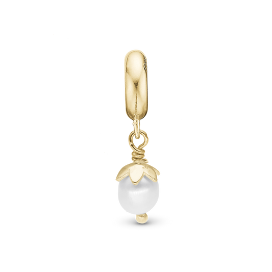 Sparkling Pearl - Drop Earring Charm 4 mm for Bracelet - Glitrende Gold Plated Sterling Silver