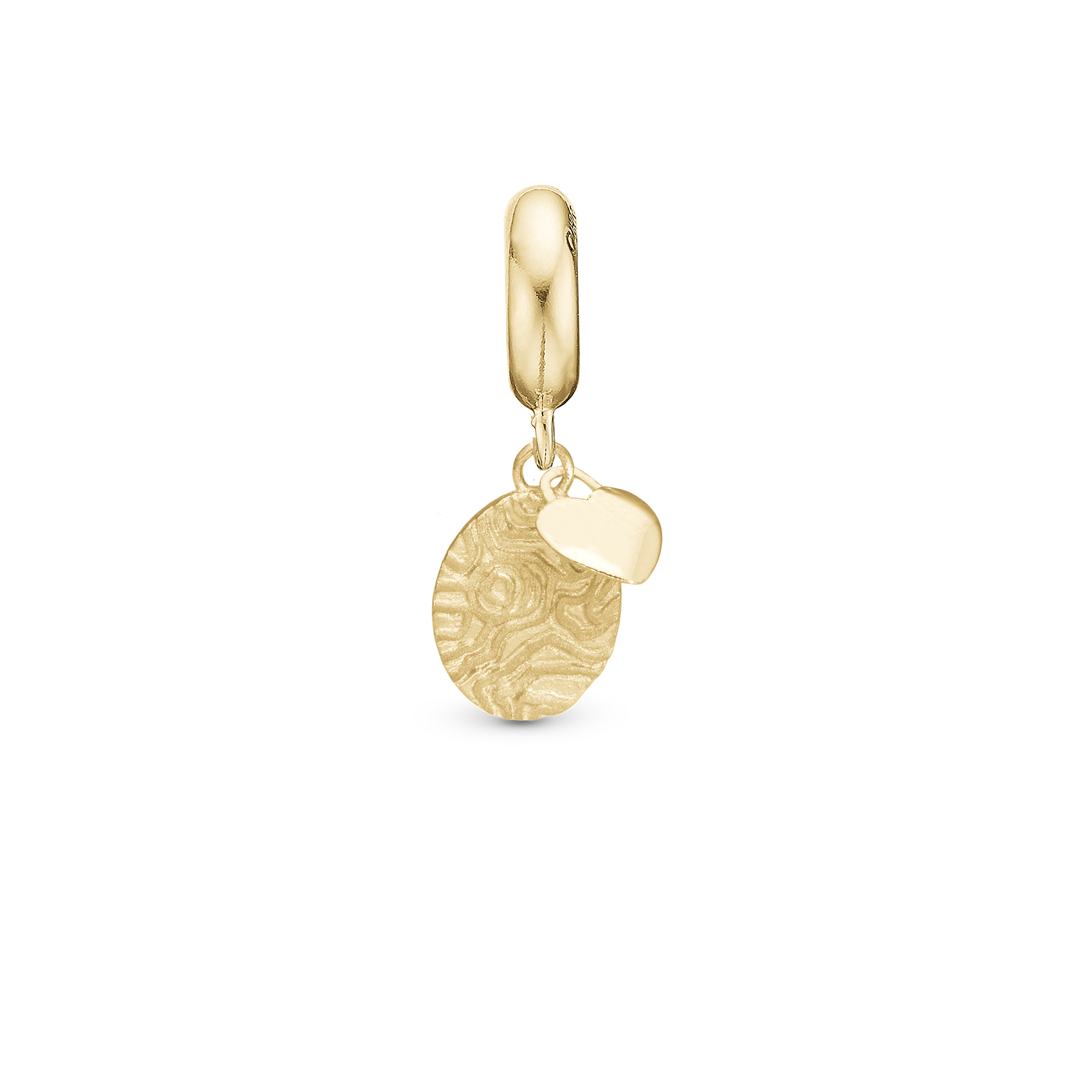 Fingerprint - Drop Charm 4 mm for Bracelet - Polished Gold Plated Sterling Silver