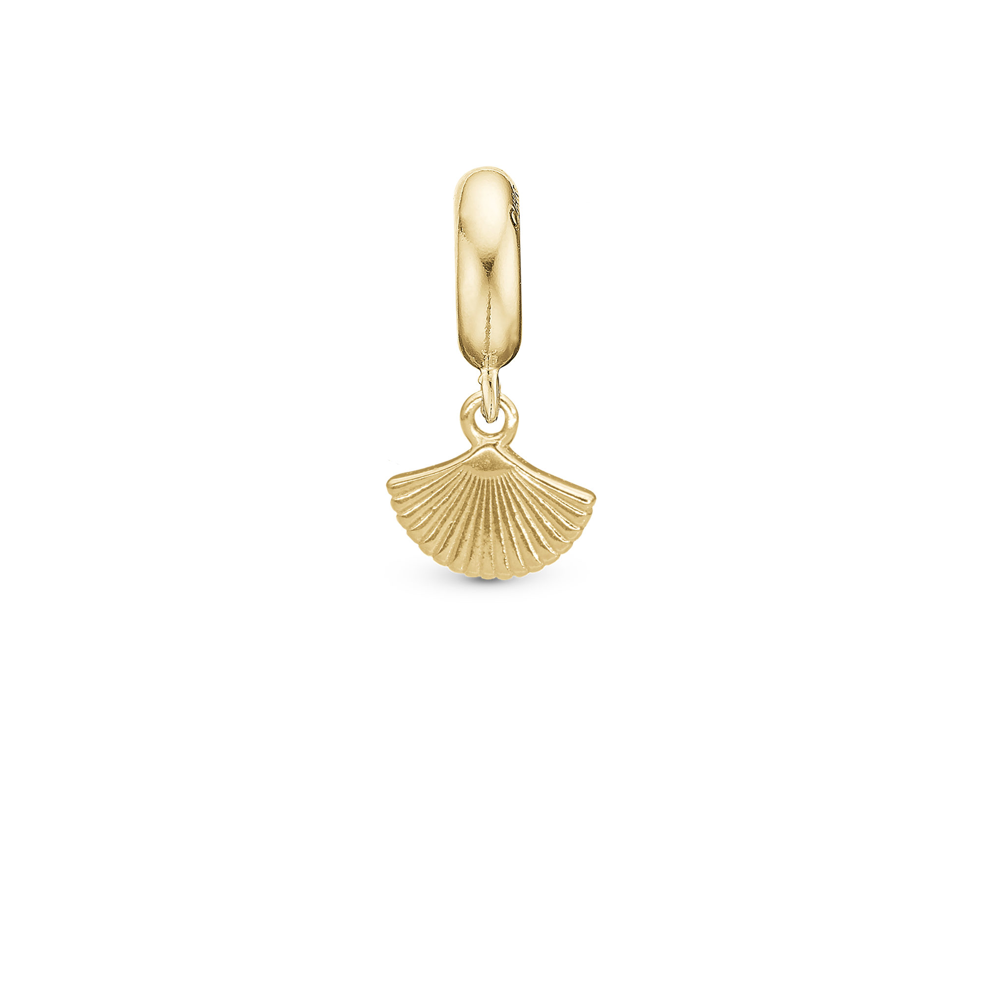 Fan - Drop Charm 4 mm for Bracelet - Polished Gold Plated Sterling Silver