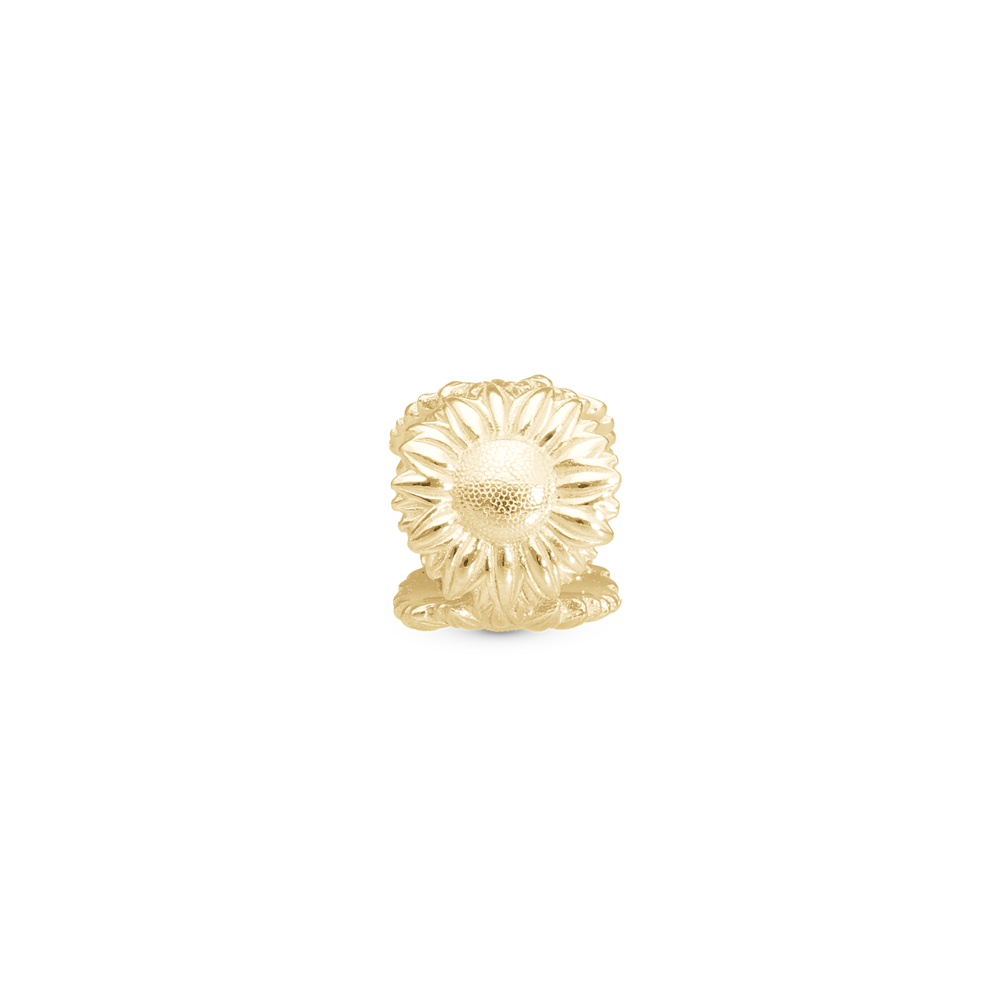 Sunflower - Charm 4 mm for Bracelet - Polished Gold Plated Sterling Silver