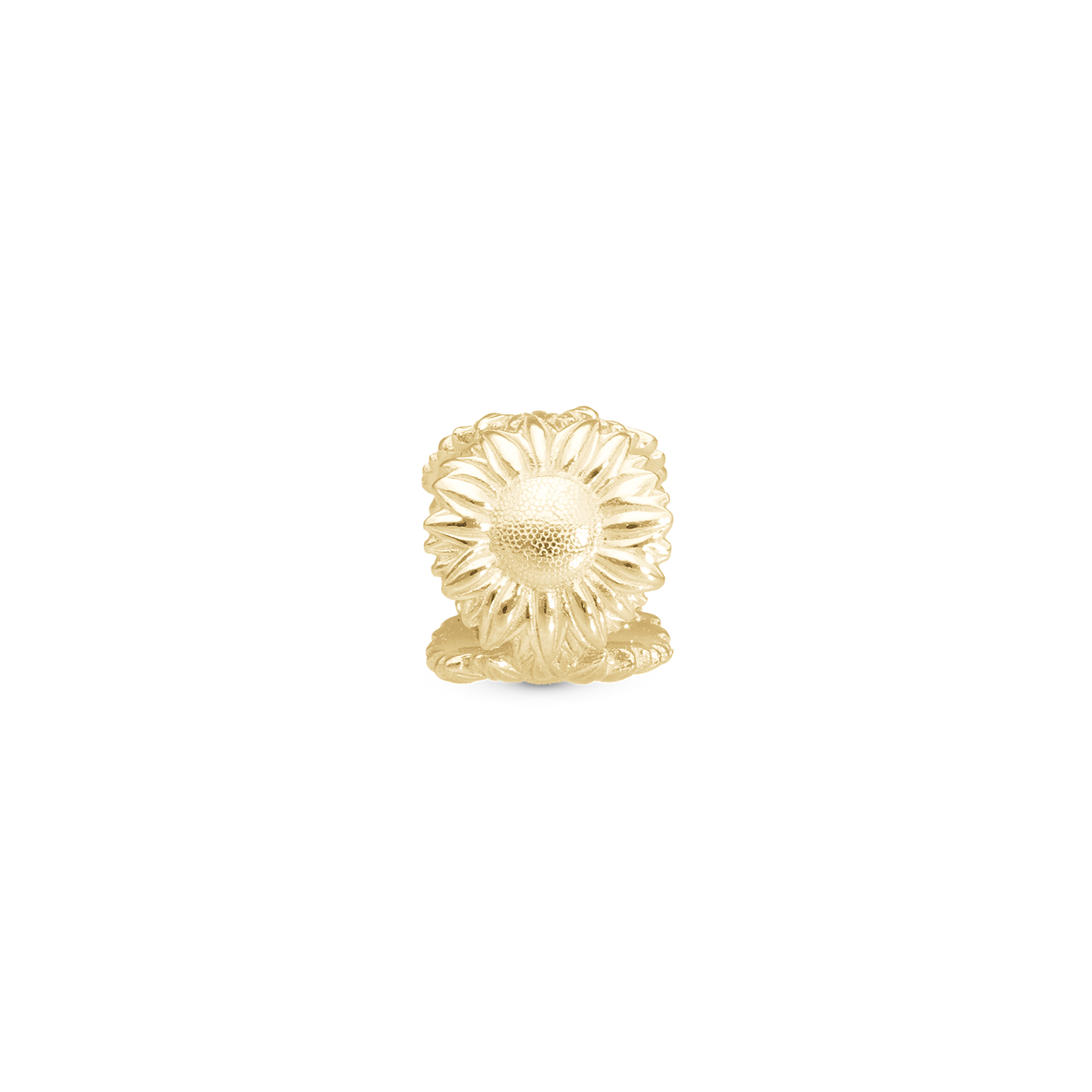 Sunflower - Charm 4 mm for Bracelet - Polished Gold Plated Sterling Silver