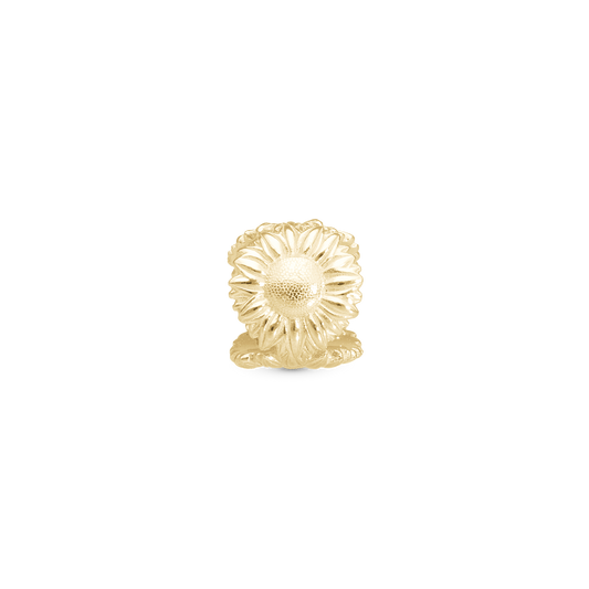Sunflower - Charm 4 mm for Bracelet - Polished Gold Plated Sterling Silver