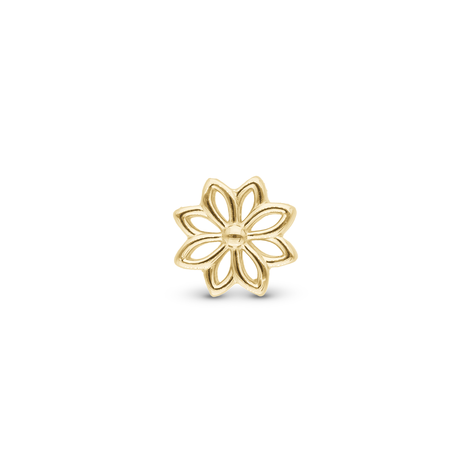 Simple Flower - Charm 4 mm for Bracelet - Polished Gold Plated Sterling Silver