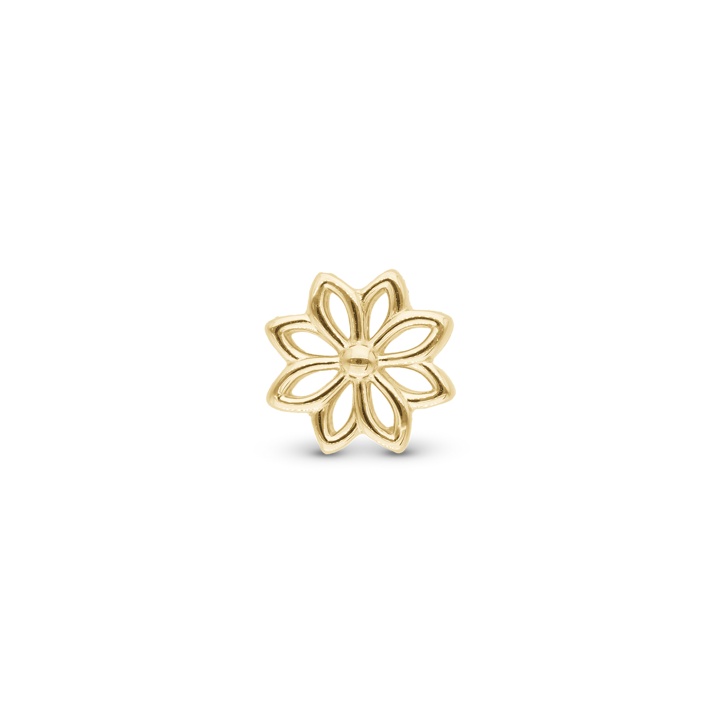 Simple Flower - Charm 4 mm for Bracelet - Polished Gold Plated Sterling Silver