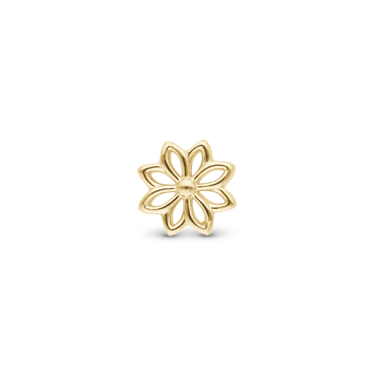 Simple Flower - Charm 4 mm for Bracelet - Polished Gold Plated Sterling Silver