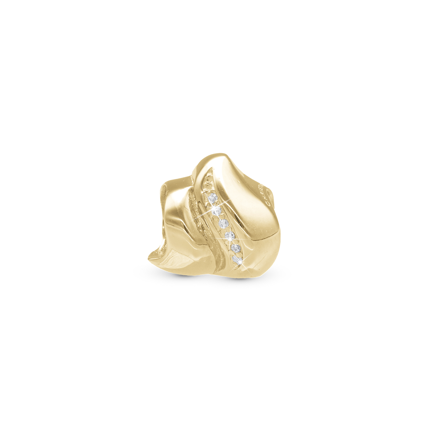 Majestic wave - Charm 4 mm for Bracelet - Polished Gold Plated Sterling Silver