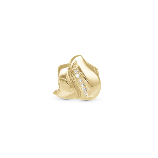 Majestic wave - Charm 4 mm for Bracelet - Polished Gold Plated Sterling Silver