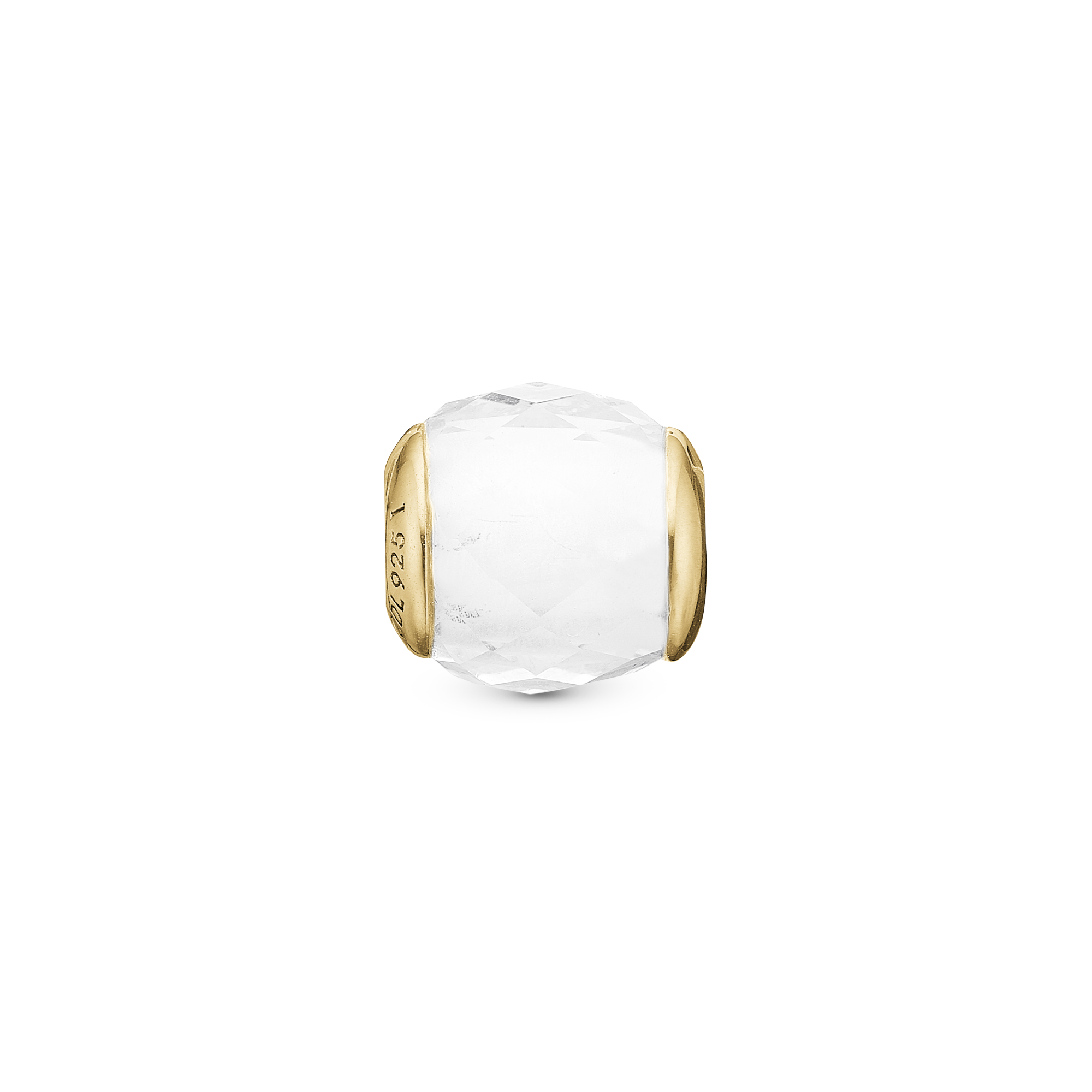 Precious Crystal - Charm 4 mm for Bracelet - Polished Gold Plated Sterling Silver with 1