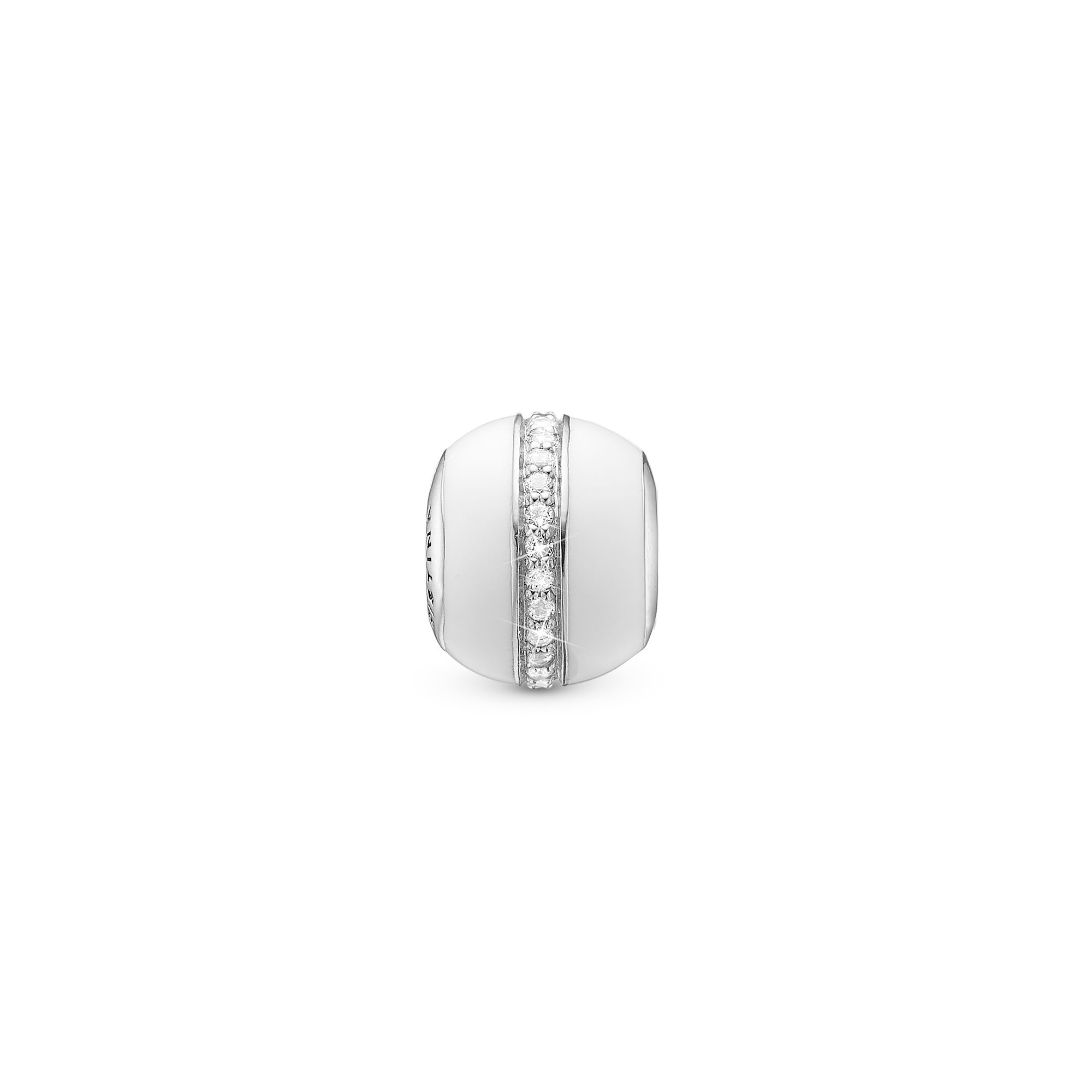 White Magic - Charm 4 mm for Bracelet - Polished Sterling Silver with 26
