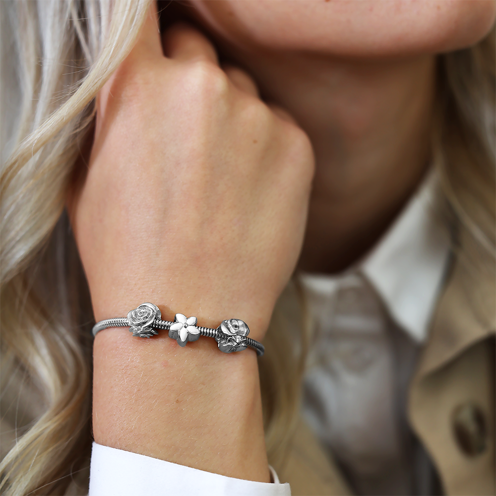 Topaz Rose Charms with sølvBracelet - CHRISTINA