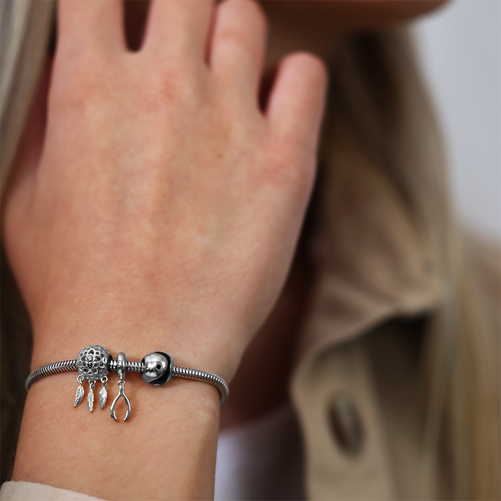 Dream Catcher Charms with sølvBracelet - CHRISTINA