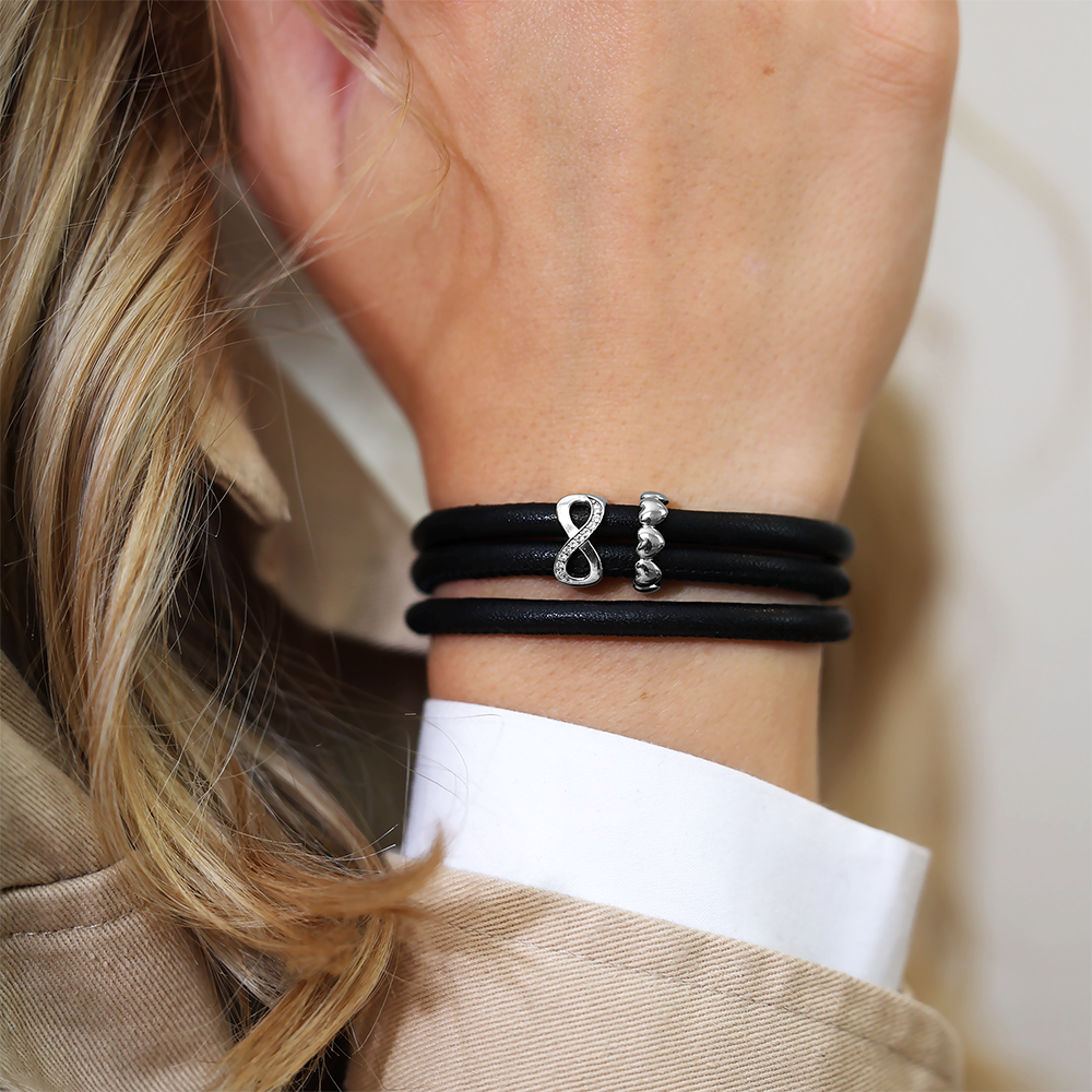 Hearts Double Charm sølv Charms with sølvBracelet - CHRISTINA
