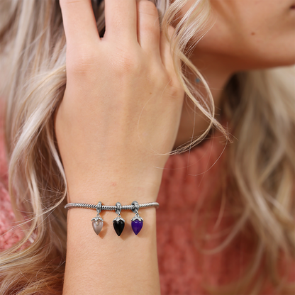 Black Chalcedony charm sølv Charms with sølvBracelet - CHRISTINA