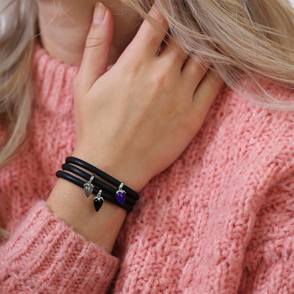 Purple Chalcedony charm sølv Charms with sølvBracelet - CHRISTINA