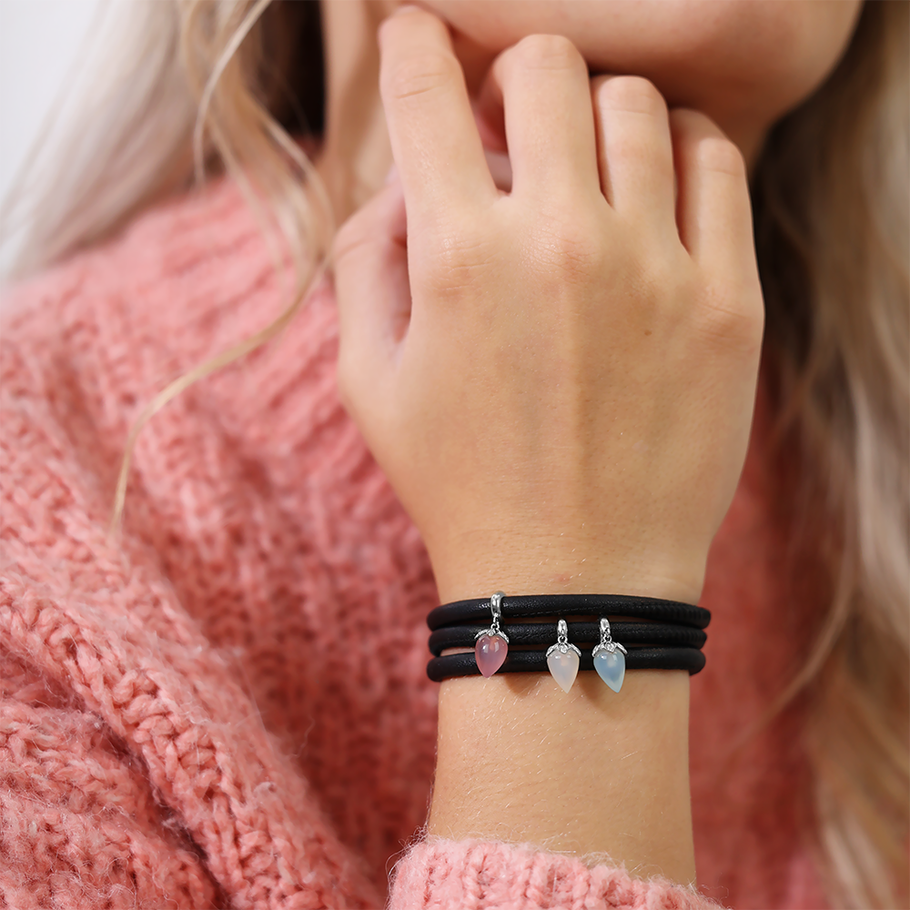 White Chalcedony charm sølv Charms with sølvBracelet - CHRISTINA