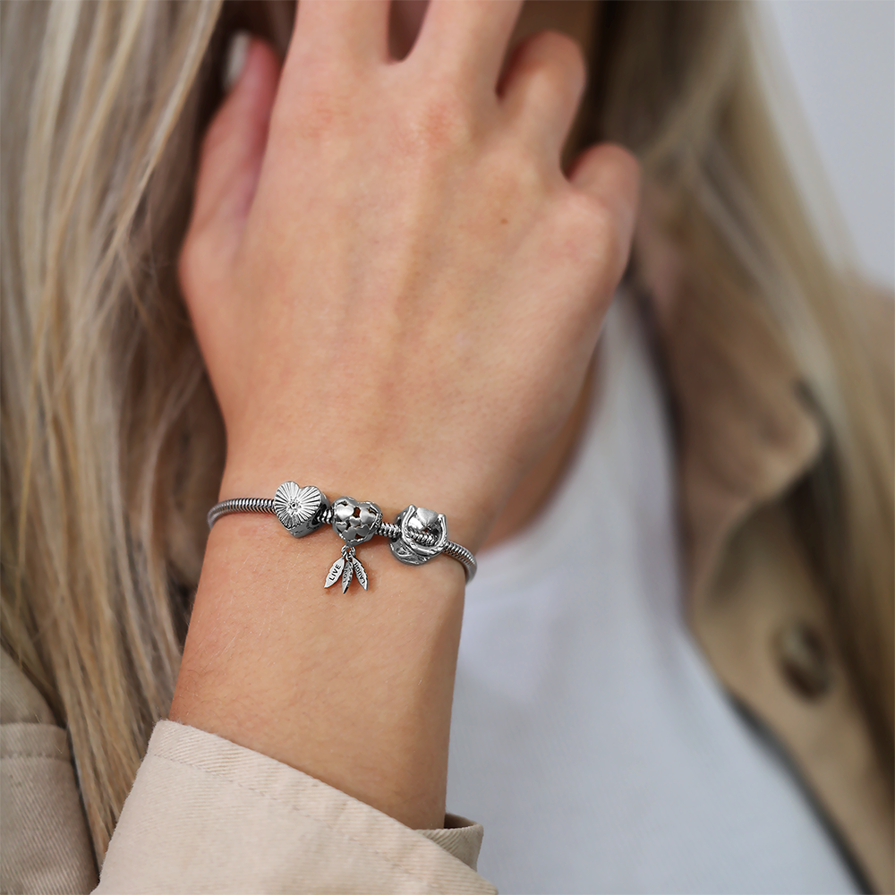Live Love Laugh charm sølv Charms with sølvBracelet - CHRISTINA