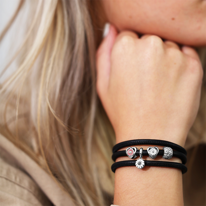 Pink Marguerite Charms with sølvBracelet - CHRISTINA