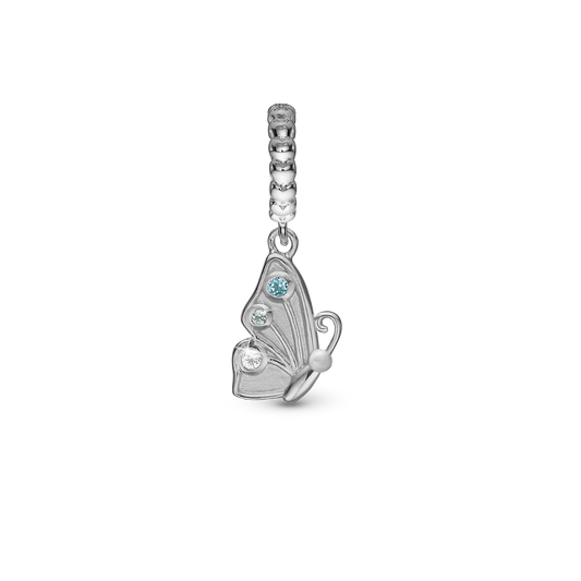 Butterfly True - Dangle Charm 4 mm with Bracelet - Polished Gold-Plated Sterling Silver with 3 Cubic Zirconia