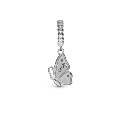 Butterfly True - Dangle Charm 4 mm with Bracelet - Polished Gold-Plated Sterling Silver with 3 Cubic Zirconia