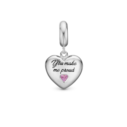 Daughter - Dangle Charm 4 mm with Bracelet - Polished Sterling Silver with 3 Turmalin