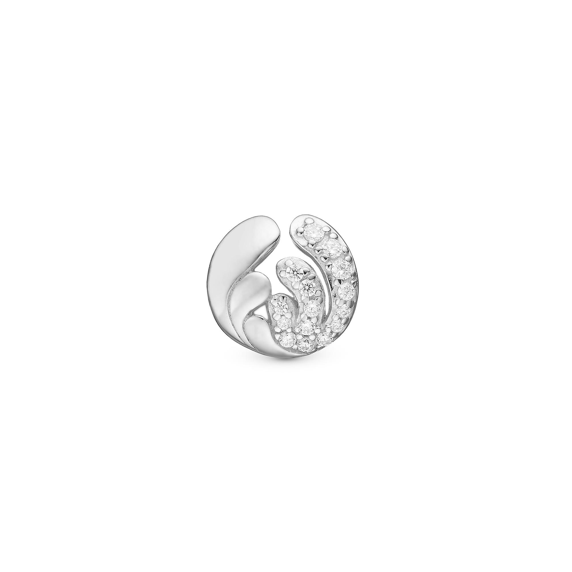 Ocean Splash - Charm 4 mm for Bracelet - Sterling Silver with 15 Cubic Zirkonia