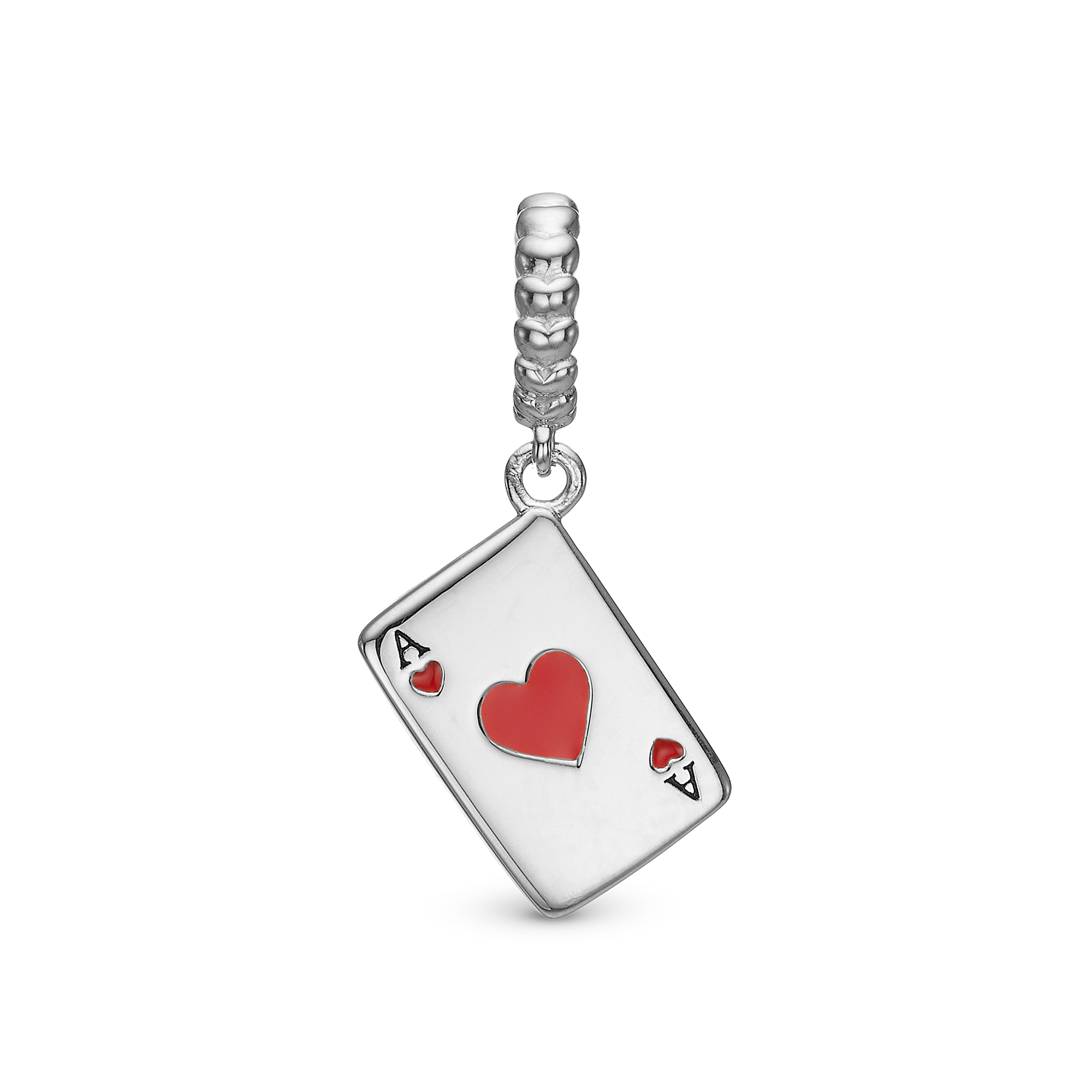 Ace of Hearts - Dangle Charm 4 mm with Bracelet - Sterling Silver