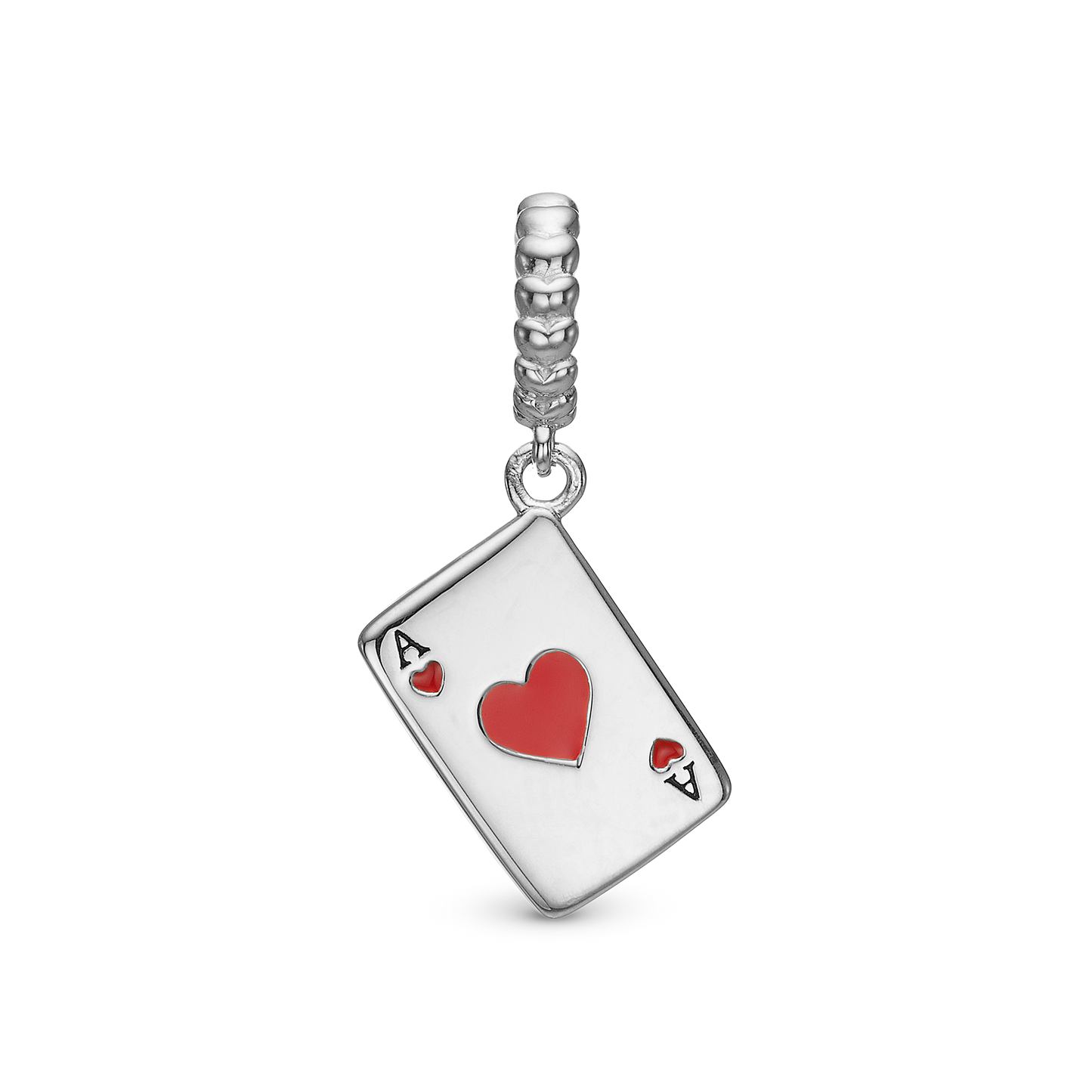 Ace of Hearts - Dangle Charm 4 mm with Bracelet - Sterling Silver