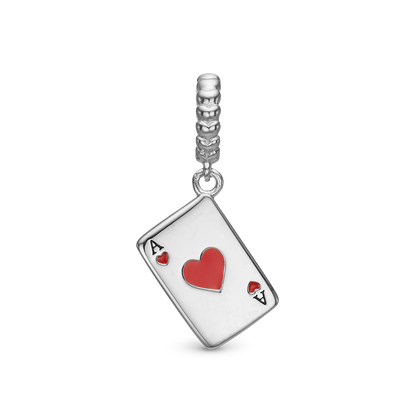 Ace of Hearts - Dangle Charm 4 mm with Bracelet - Sterling Silver