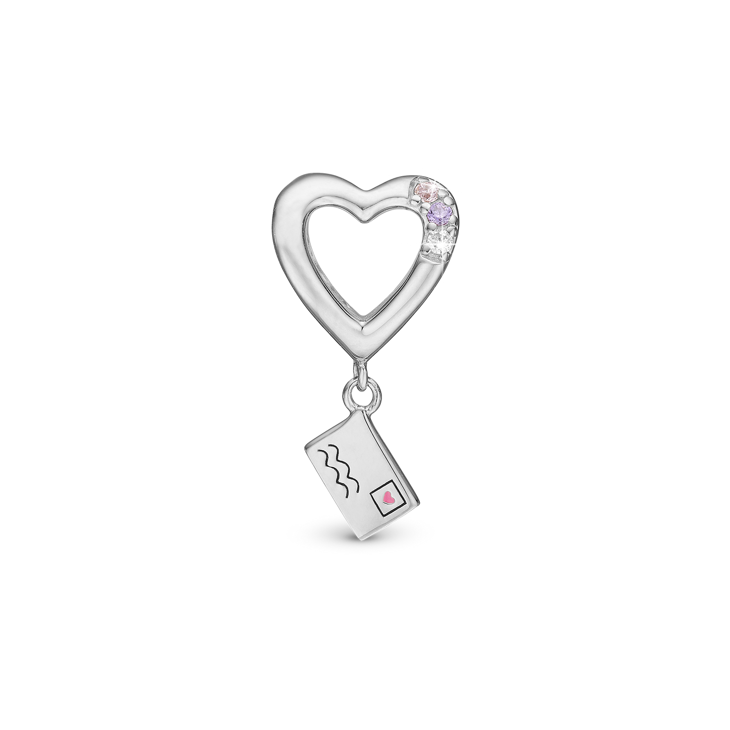 A Love Letter - Drop Earring Charm 4 mm for Bracelet - Sterling Silver with 3 Cubic Zirkonia