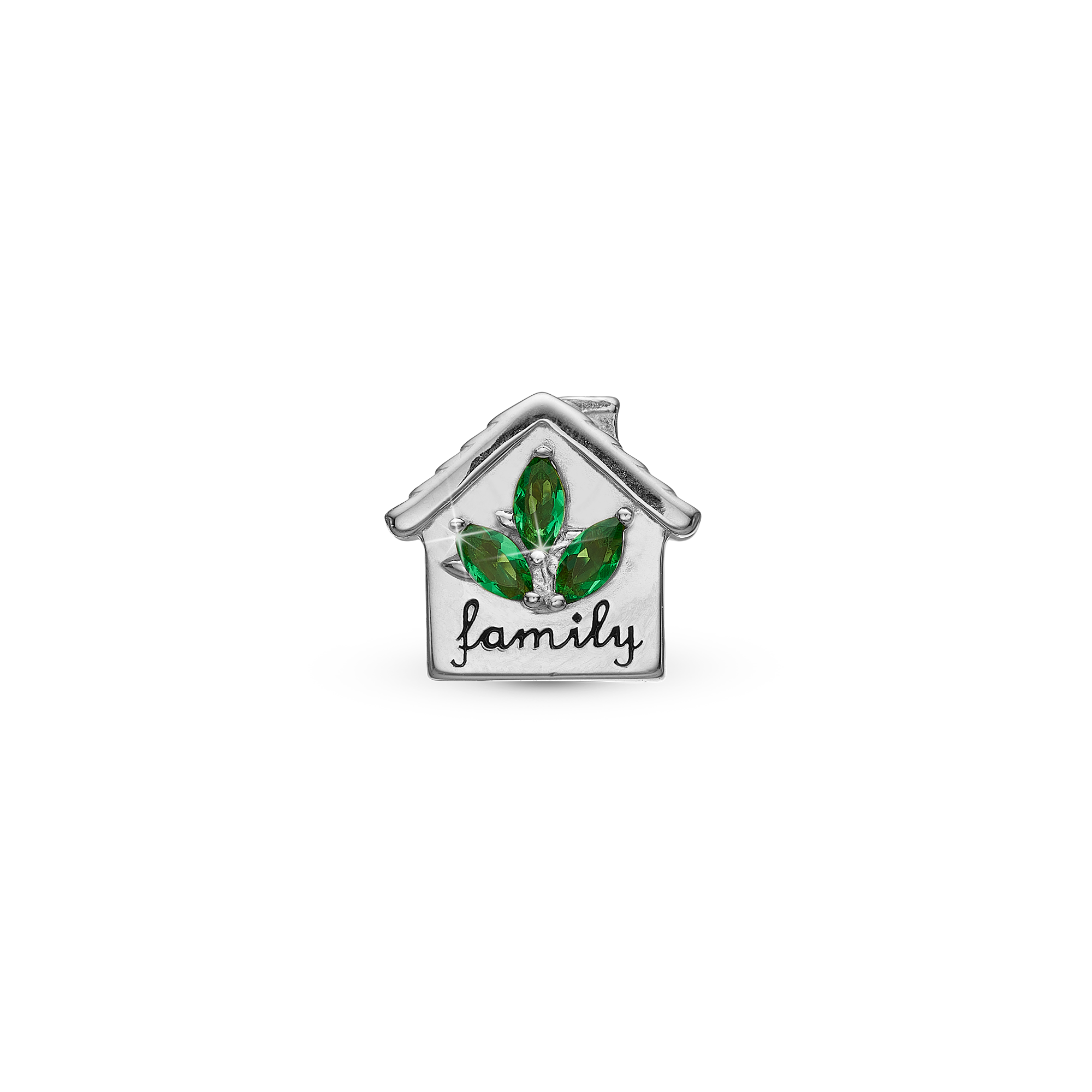 My Home - Charm 4 mm with Bracelet - Sterling Silver with 3 Cubic Zirconia