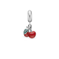 Happy Cherries - Drop Earring Charm 4 mm for Bracelet - Sterling Silver with 7 Cubic Zirkonia