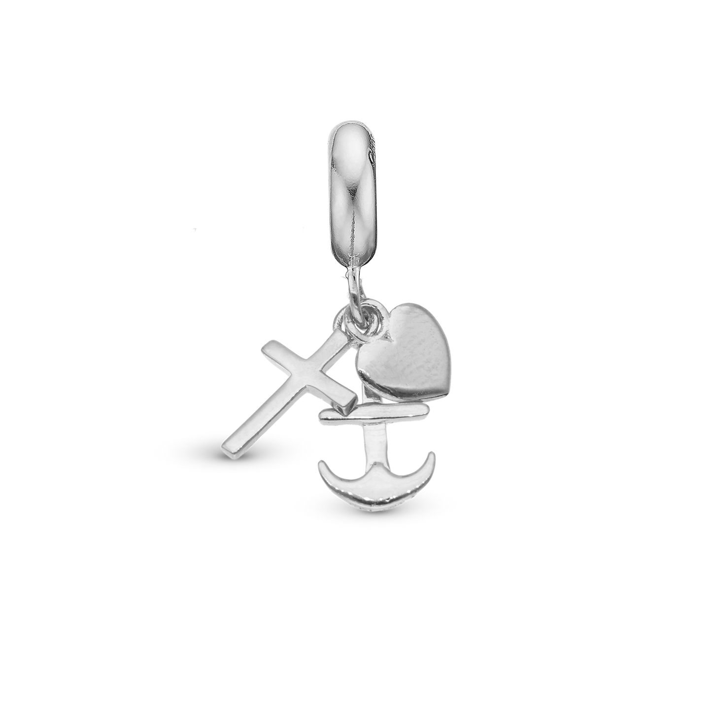 Faith Hope and Love - Drop Earring Charm 4 mm for Bracelet - Polished Sterling Silver