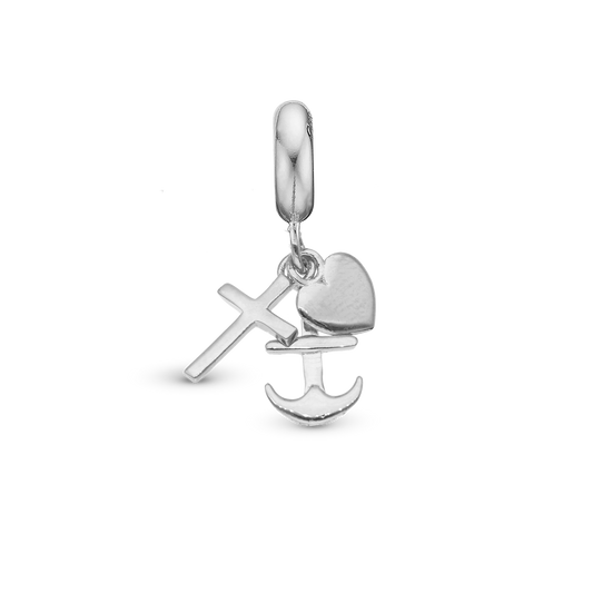 Faith Hope and Love - Drop Earring Charm 4 mm for Bracelet - Polished Sterling Silver