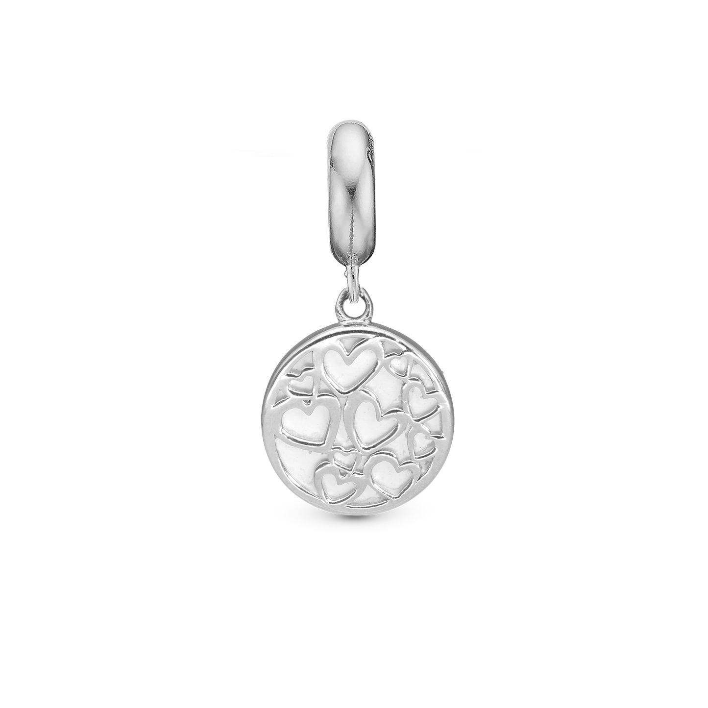 Magic Hearts - Drop Earring Charm 4 mm for Bracelet - Polished Sterling Silver with Perlemor