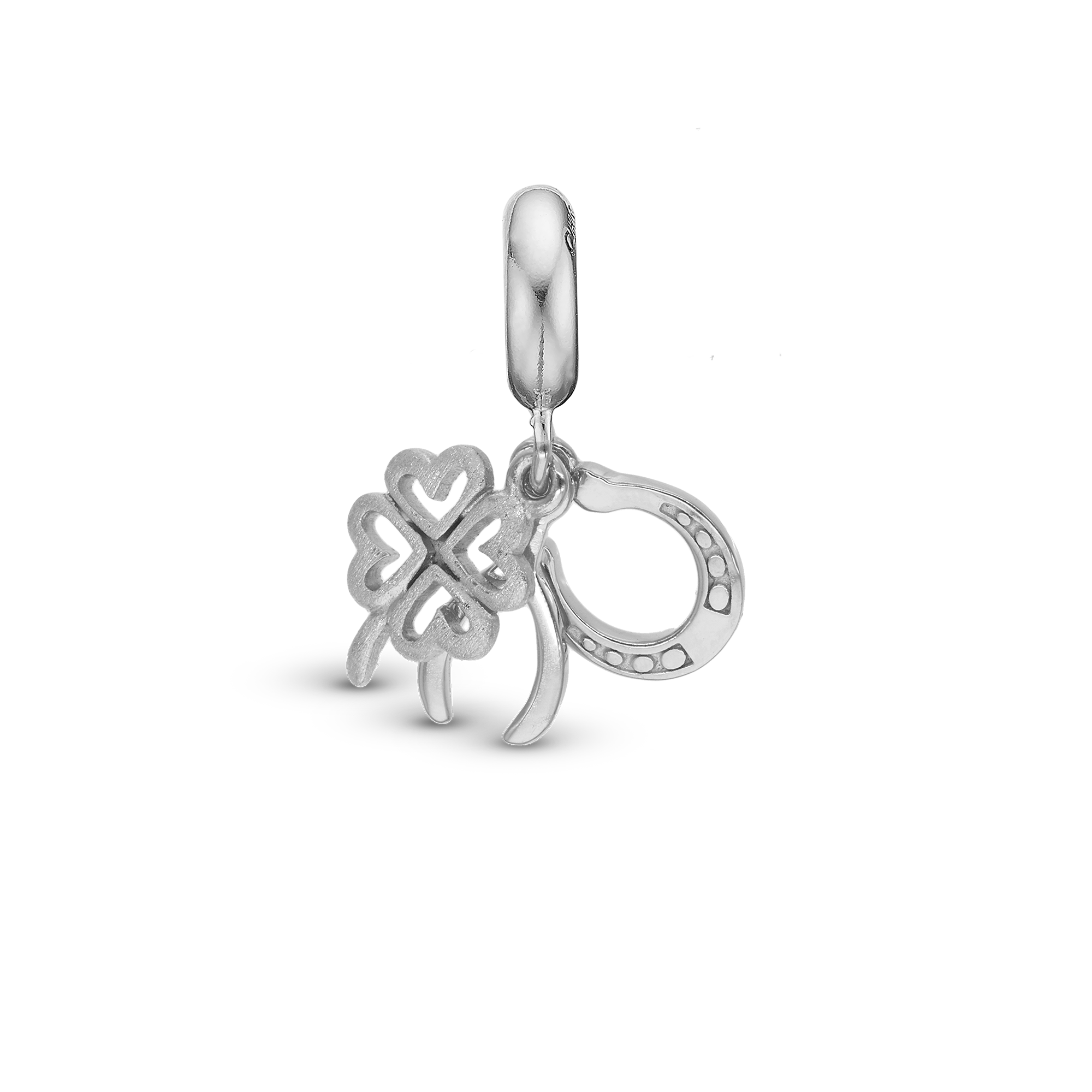 Lucky - Drop Charm 4 mm for Bracelet - Polished/Matte Sterling Silver