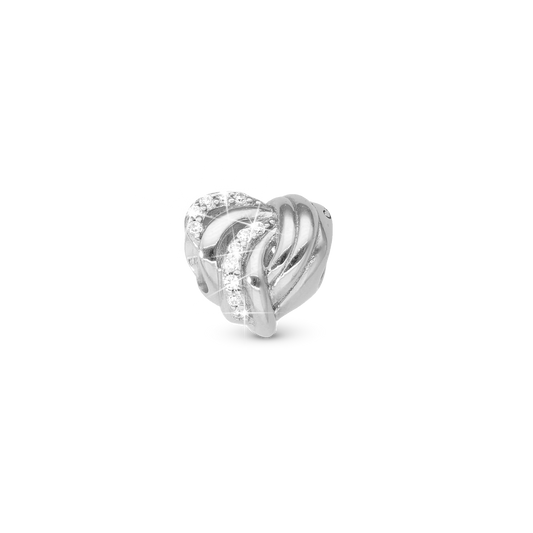 Spellbound - Charm 4 mm for Bracelet - Polished Sterling Silver with 12 Cubic Zirkonia