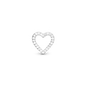 Shimmery Heart - Charm 4 mm for Bracelet - Polished Sterling Silver with 24 Cubic Zirkonia
