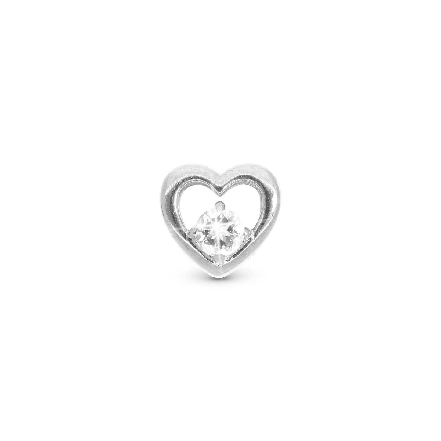 Lovingly - Charm 4 mm with Bracelet - Polished Sterling Silver with 1 Cubic Zirconia