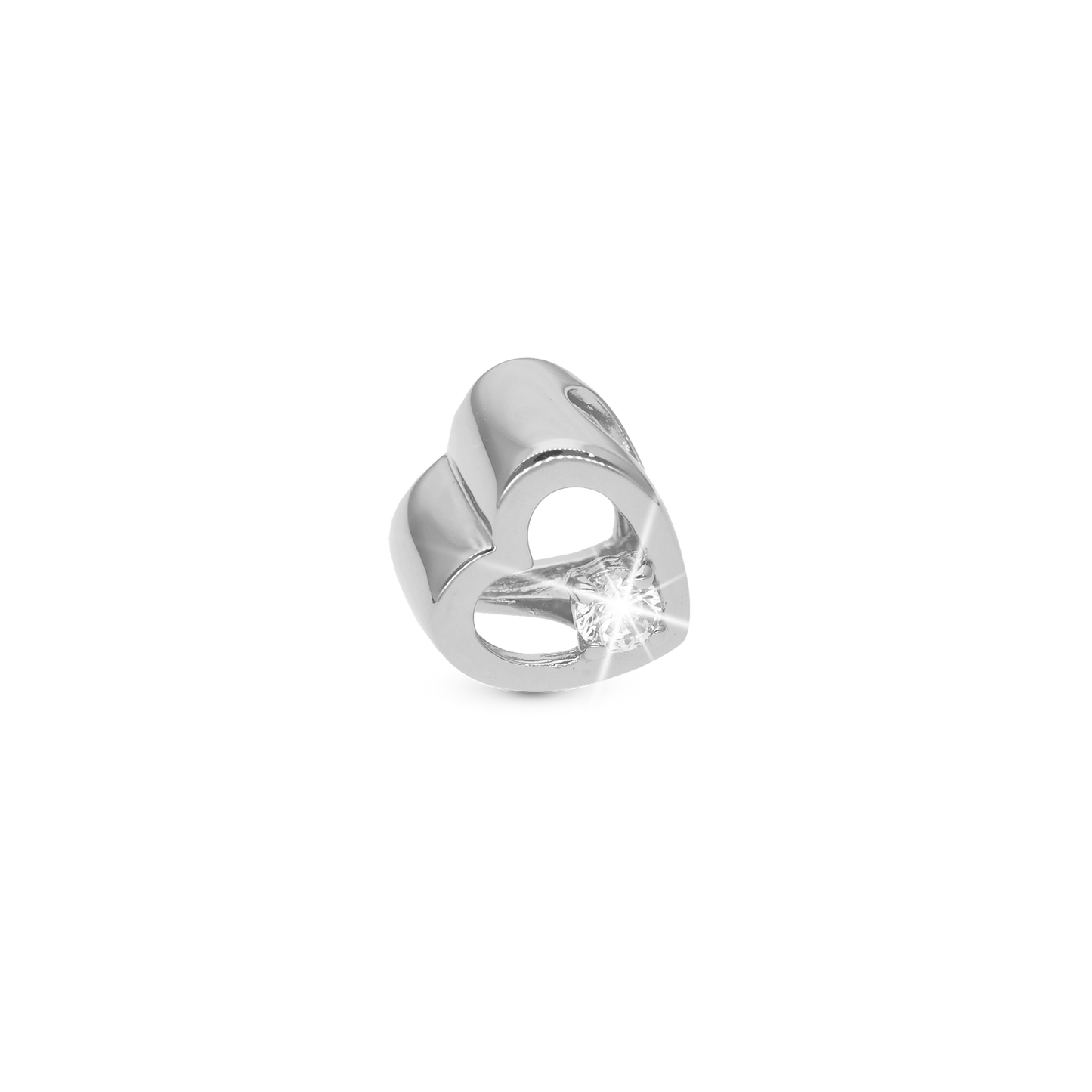 Lovingly - Charm 4 mm with Bracelet - Polished Sterling Silver with 1 Cubic Zirconia