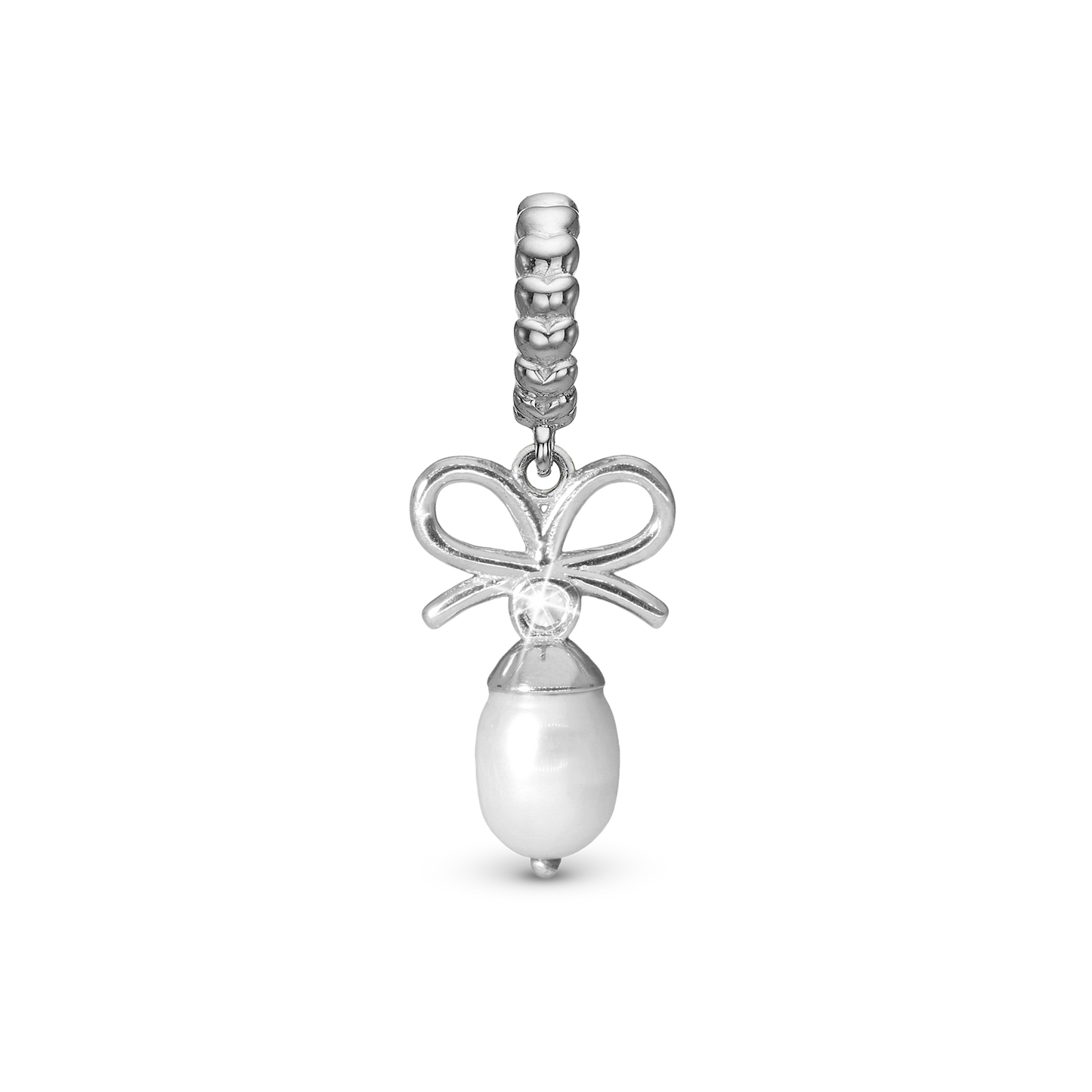 Celebrate - Dangle Charm 4 mm with Bracelet - Polished Sterling Silver with 1 Cubic Zirconia