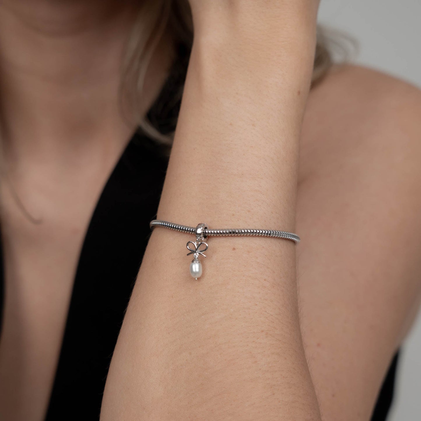 Celebrate - Dangle Charm 4 mm with Bracelet - Polished Sterling Silver with 1 Cubic Zirconia