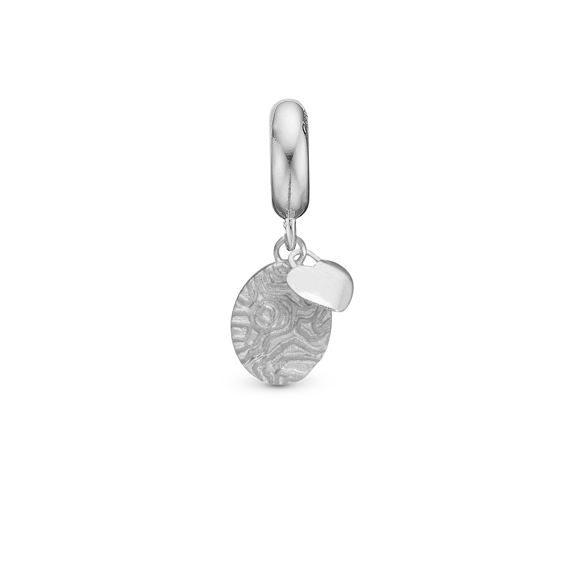 Fingerprint - Charm 4 mm for Bracelet - Polished Sterling Silver