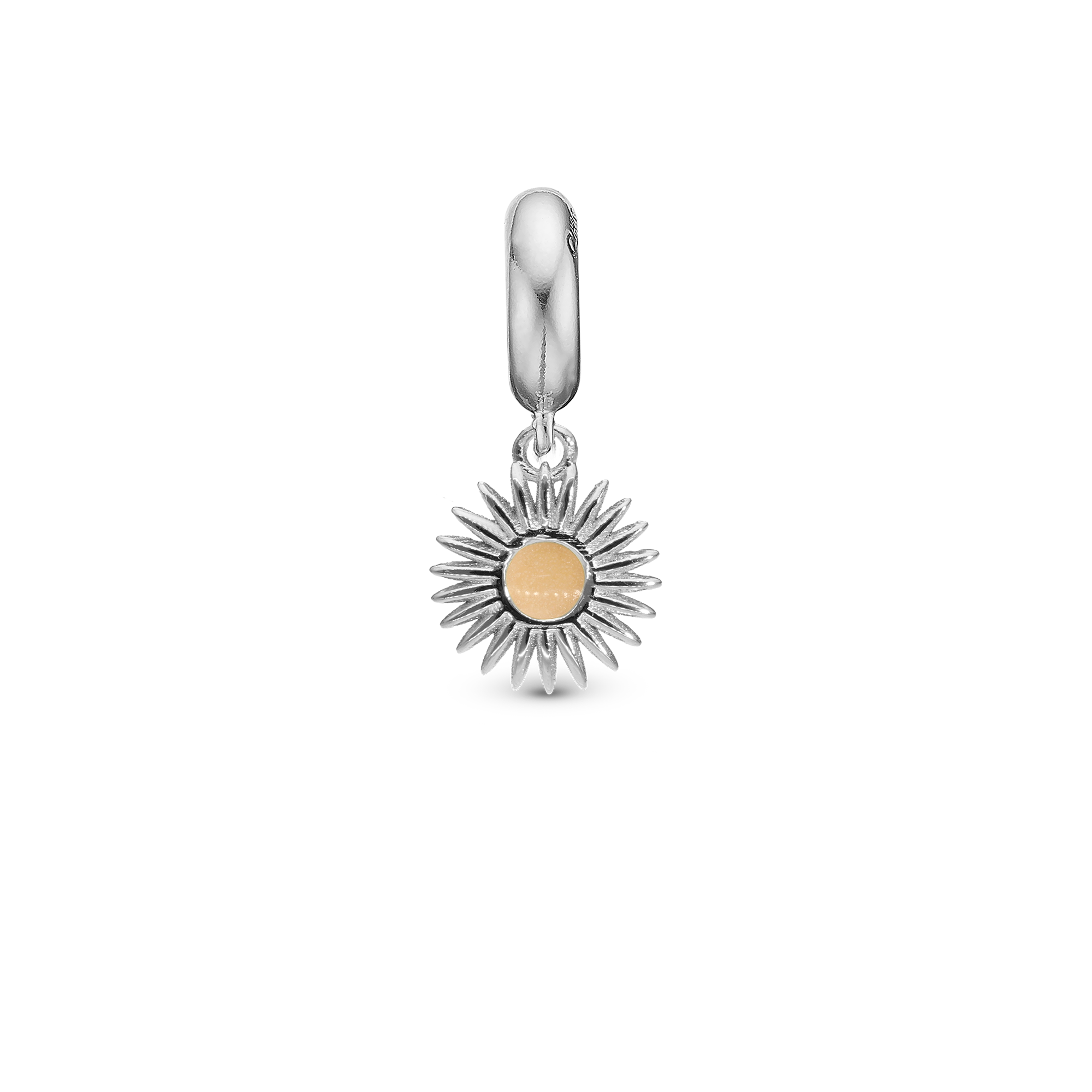 Glow in the dark - Sun - Drop Charm 4 mm for Bracelet - Polished Sterling Silver