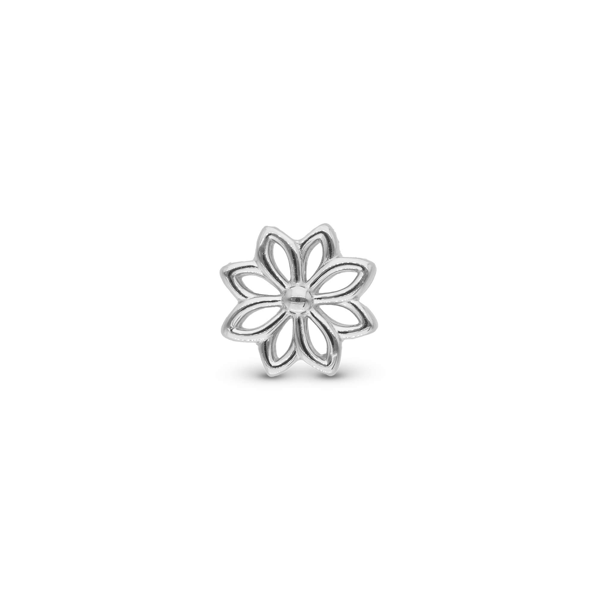 Simple Flower - Charm 4 mm for Bracelet - Polished Sterling Silver