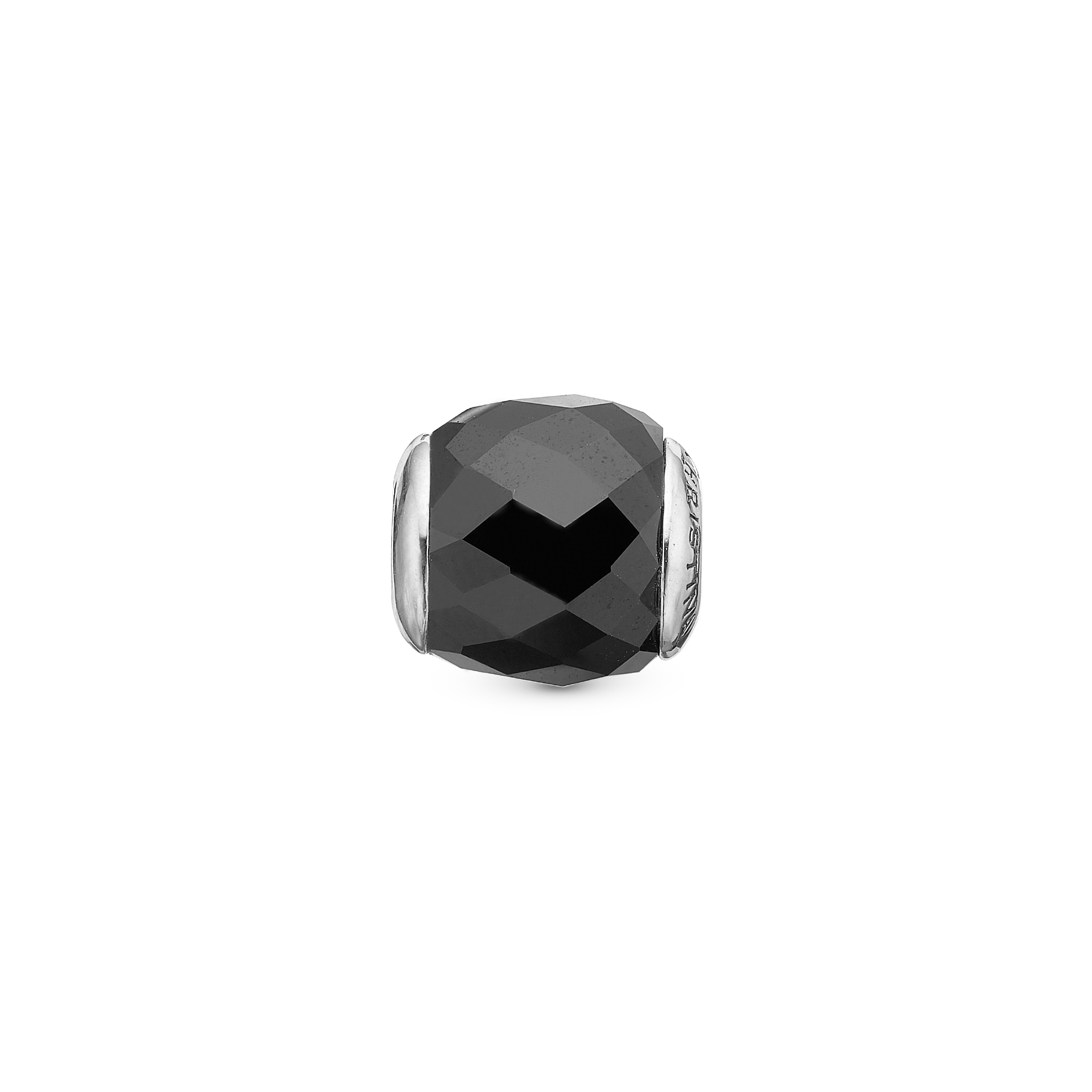 Precious Black - Charm 4 mm for Bracelet - Sterling Silver with 1 Onyx