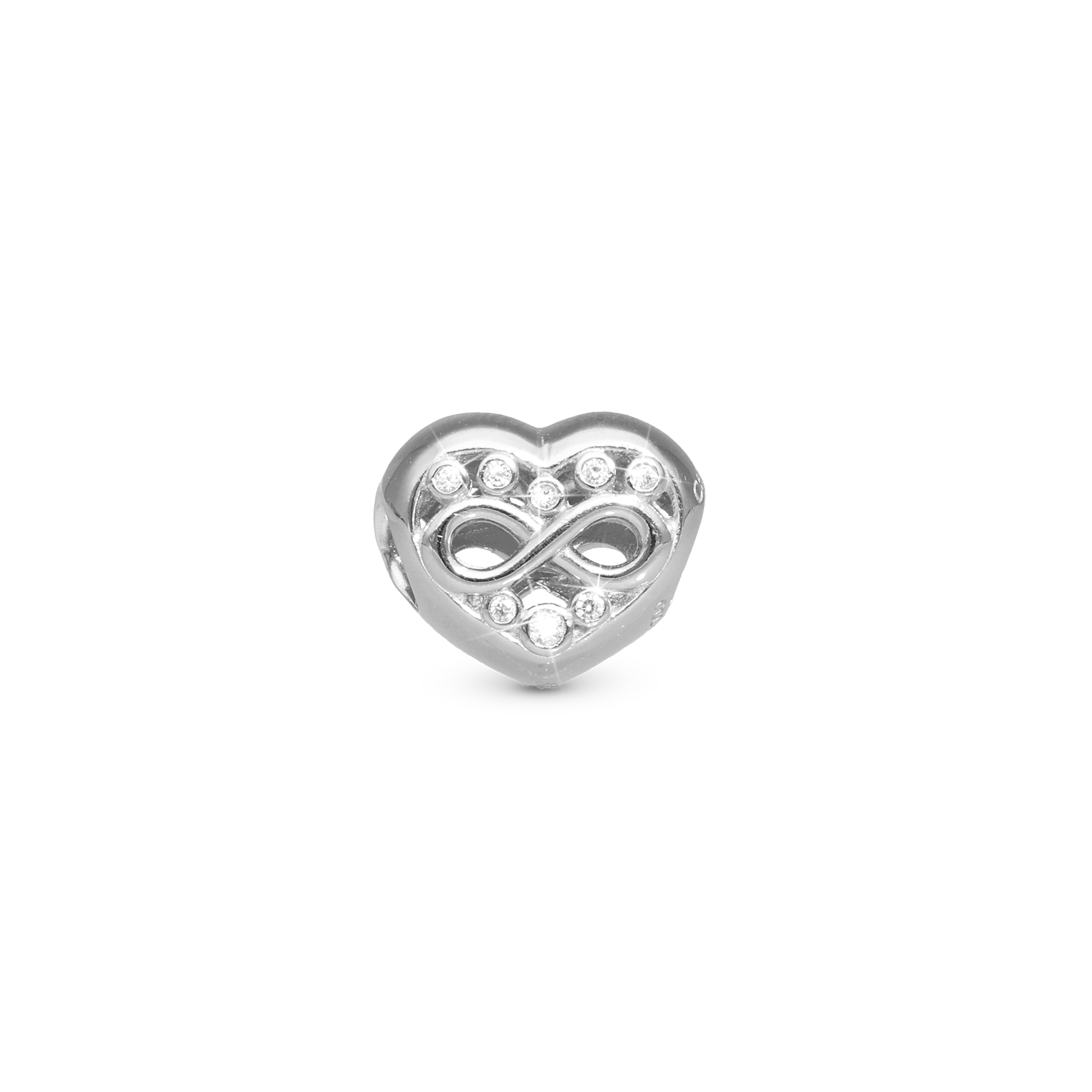 Eternity Love heart - Charm 4 mm for Bracelet - Polished Sterling Silver