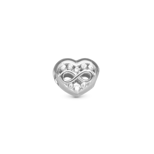 Eternity Love heart - Charm 4 mm for Bracelet - Polished Sterling Silver